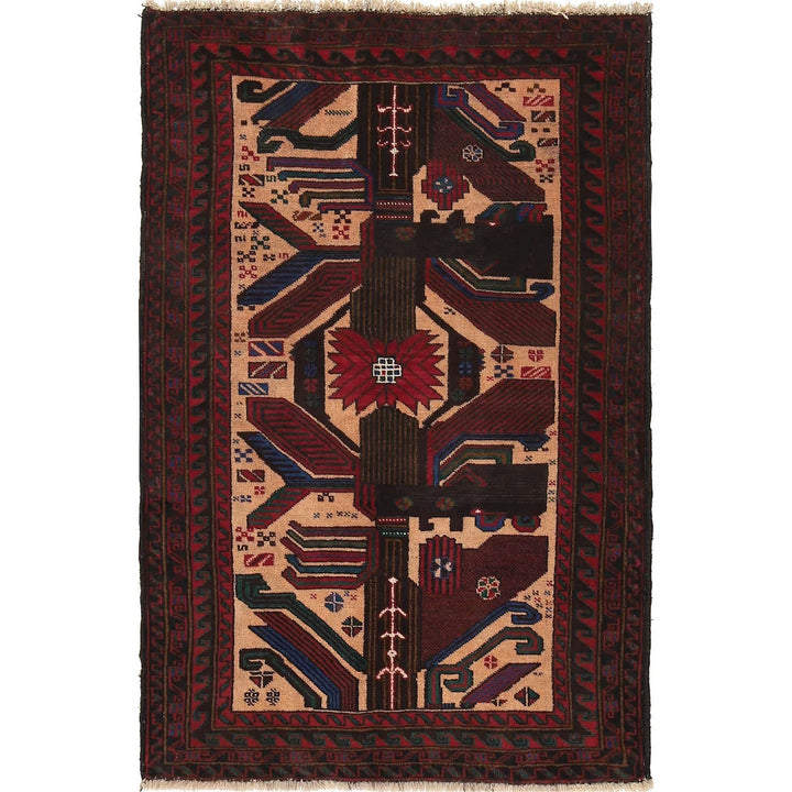 Afghan Baluchi Rug 2' 11" x 4' 6" Hand-Knotted | No. AL50392