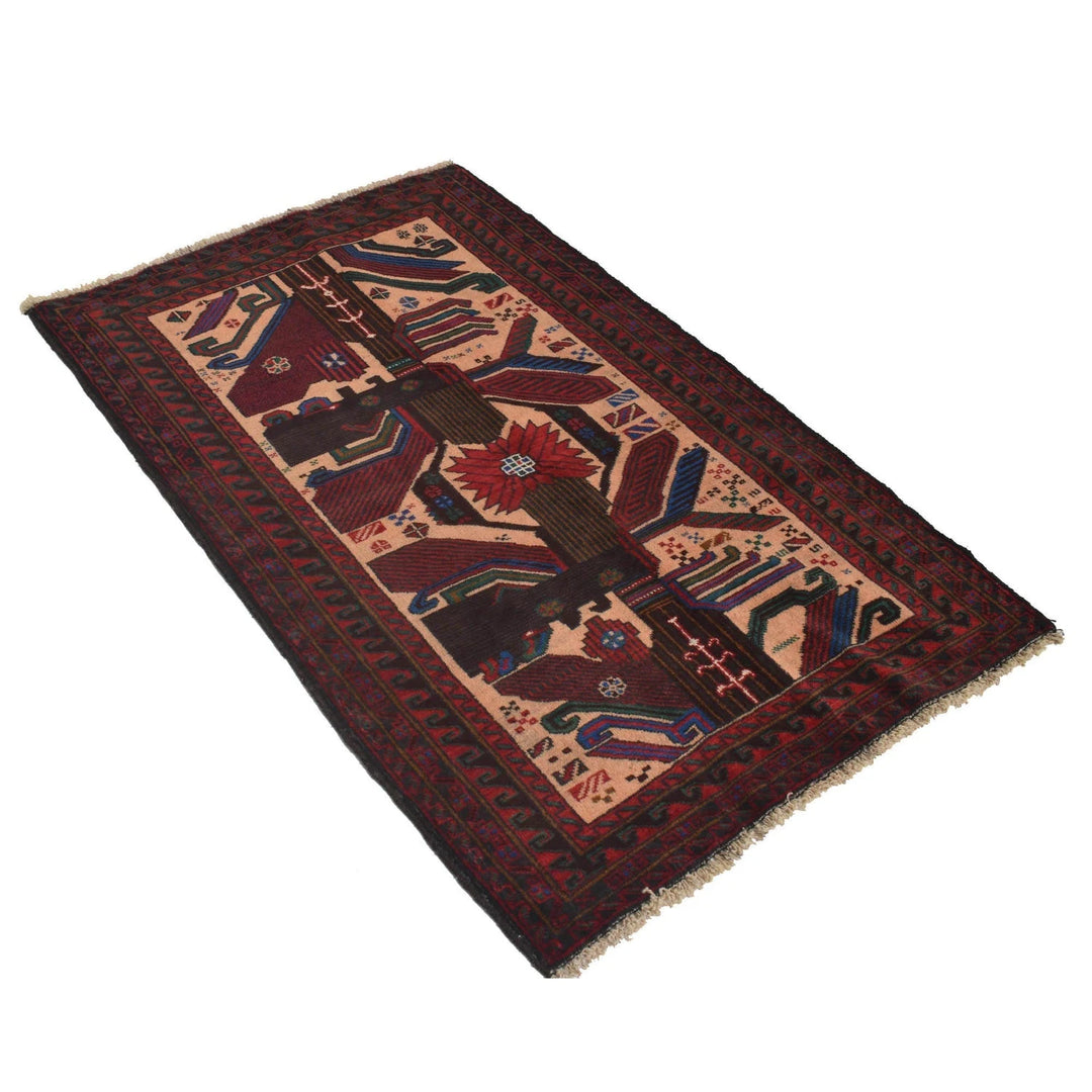 Afghan Baluchi Rug 2' 11" x 4' 6" Hand-Knotted | No. AL50392