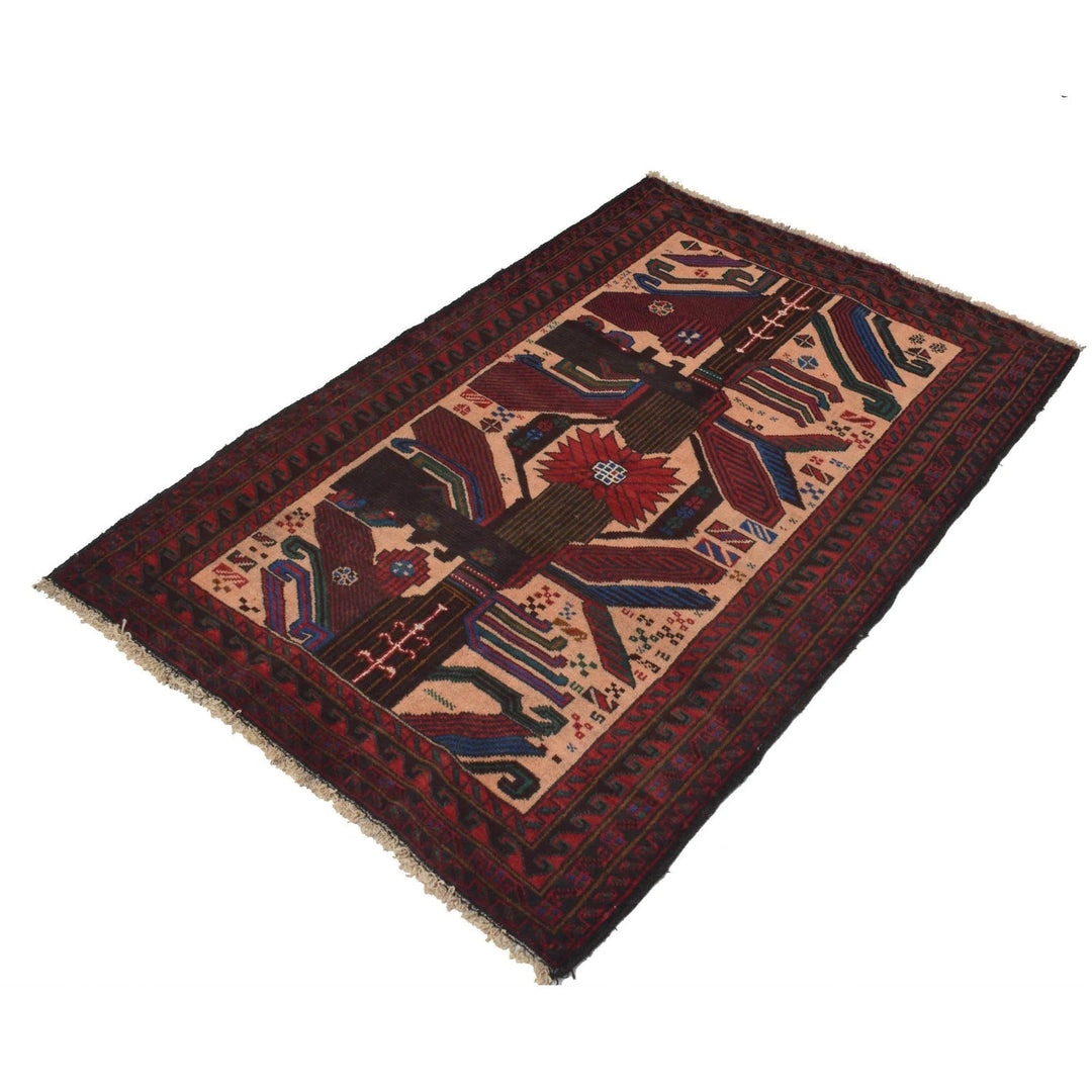Afghan Baluchi Rug 2' 11" x 4' 6" Hand-Knotted | No. AL50392