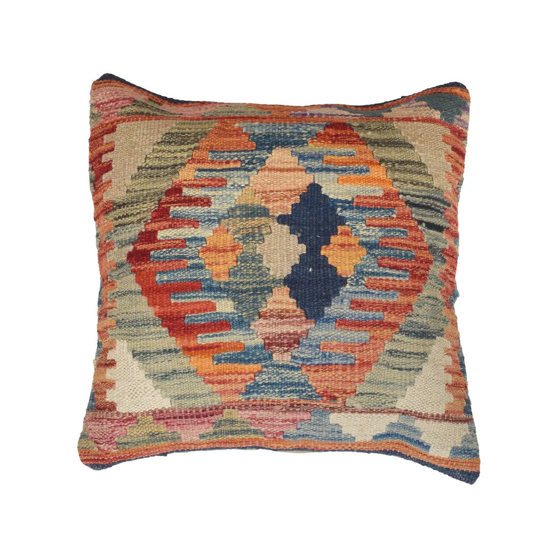 Afghan Turkish Design Cushion 1' 5" x 1' 5" Flat-Weave | No. AL50409