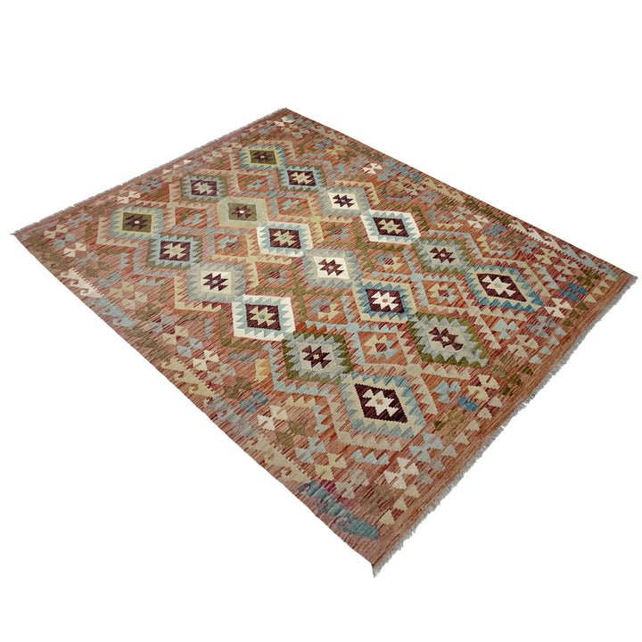 Afghan Vegetable Kilim Rug 5' 9" x 7' 11" Flat-Weave | No. AL504109