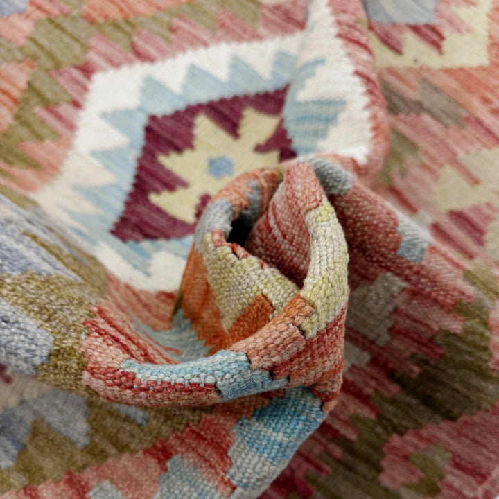 Afghan Vegetable Kilim Rug 5' 9" x 7' 11" Flat-Weave | No. AL504109