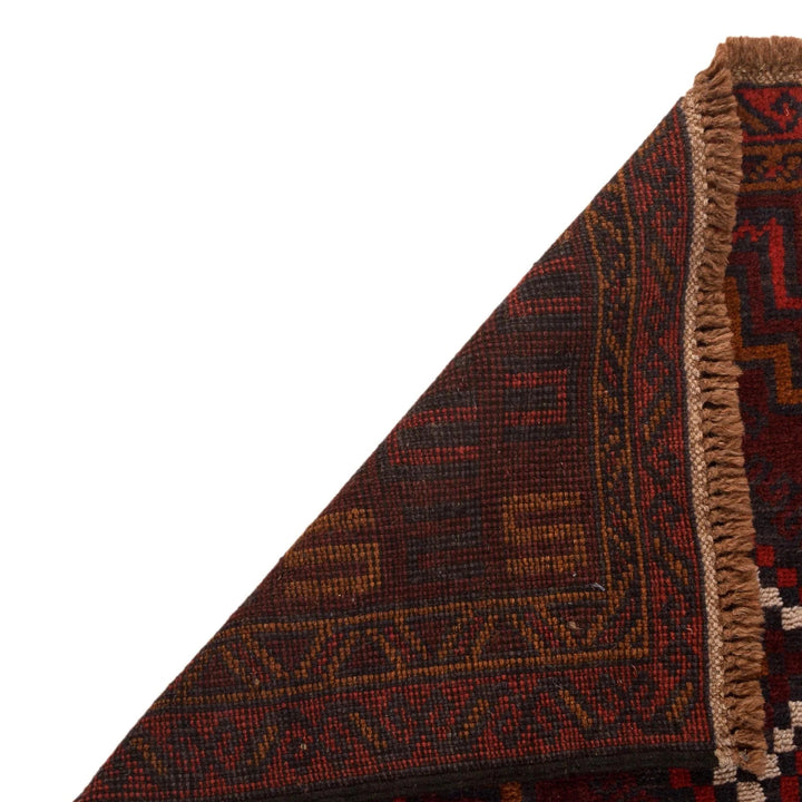 Red Afghan Baluchi Rug 2' 10" x 4' 8" Hand-Knotted | No. AL50433