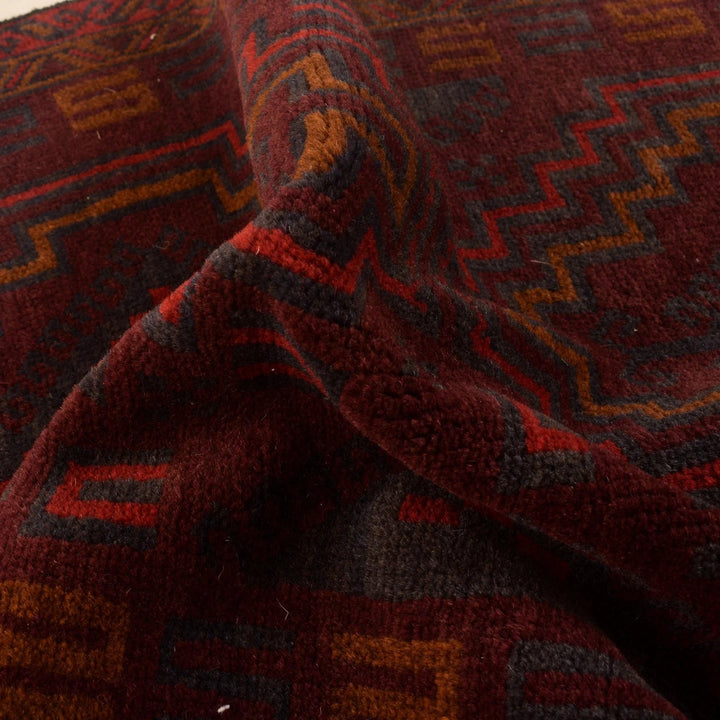Red Afghan Baluchi Rug 2' 10" x 4' 8" Hand-Knotted | No. AL50433