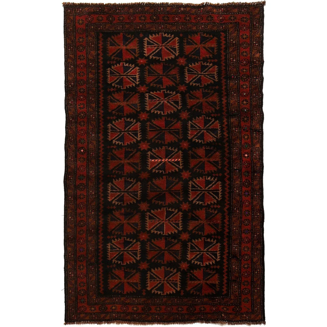 Afghan Baluchi Rug 3' 8" x 5' 12" Hand-Knotted | No. AL50502