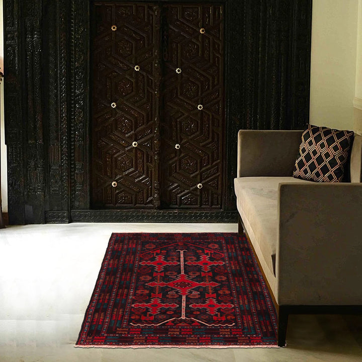 Afghan Baluchi Rug 3' 1" x 4' 8" Hand-Knotted | No. AL50508