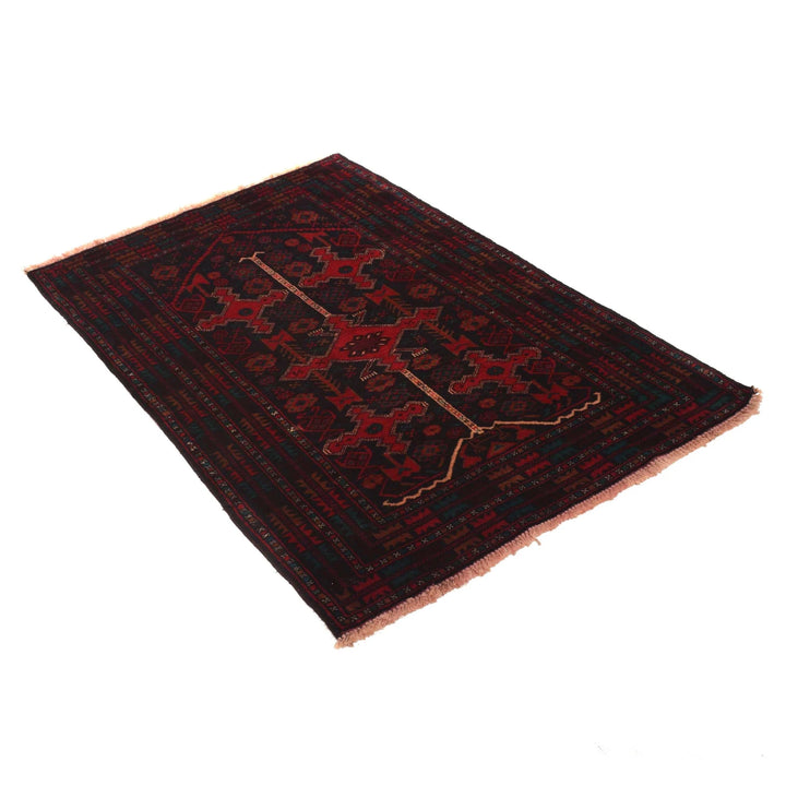 Afghan Baluchi Rug 3' 1" x 4' 8" Hand-Knotted | No. AL50508