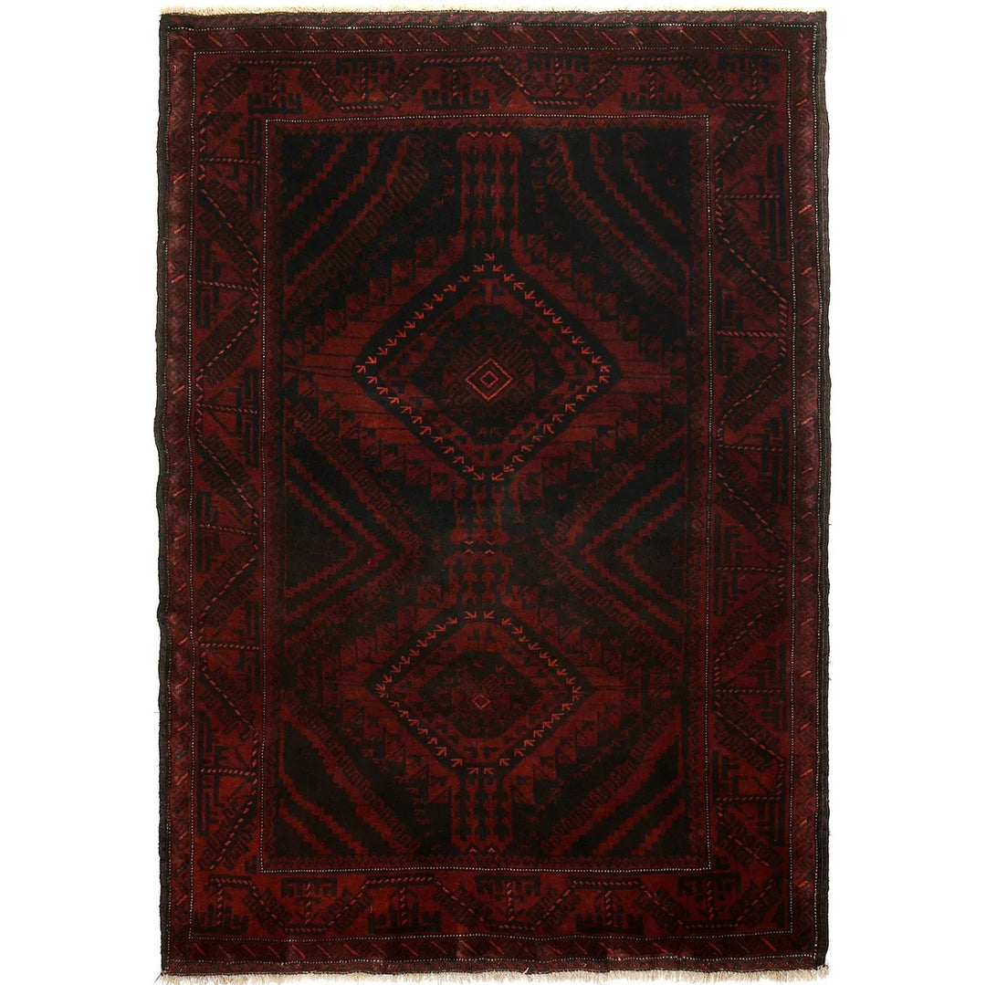 Afghan Baluchi Rug 4' 3" x 6' 4" Hand-Knotted | No. AL50522