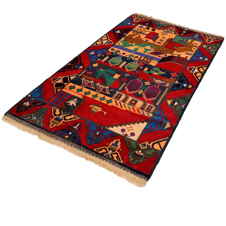 Afghan Pictorial Rug 3' 7" x 6' 4" Hand-Knotted | No. AL50527