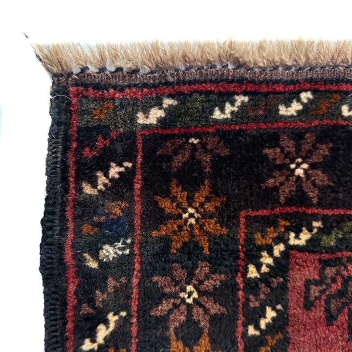 Red Afghan Baluchi Rug 2' 10" x 4' 4" Hand-Knotted | No. AL50649
