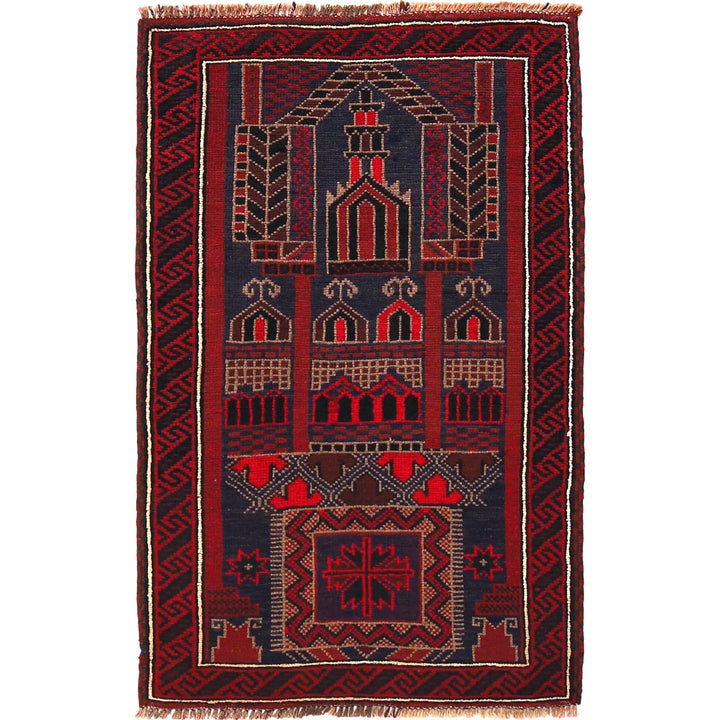 Afghan Prayer Rug 2' 9" x 4' 6" Hand-Knotted | No. AL50700