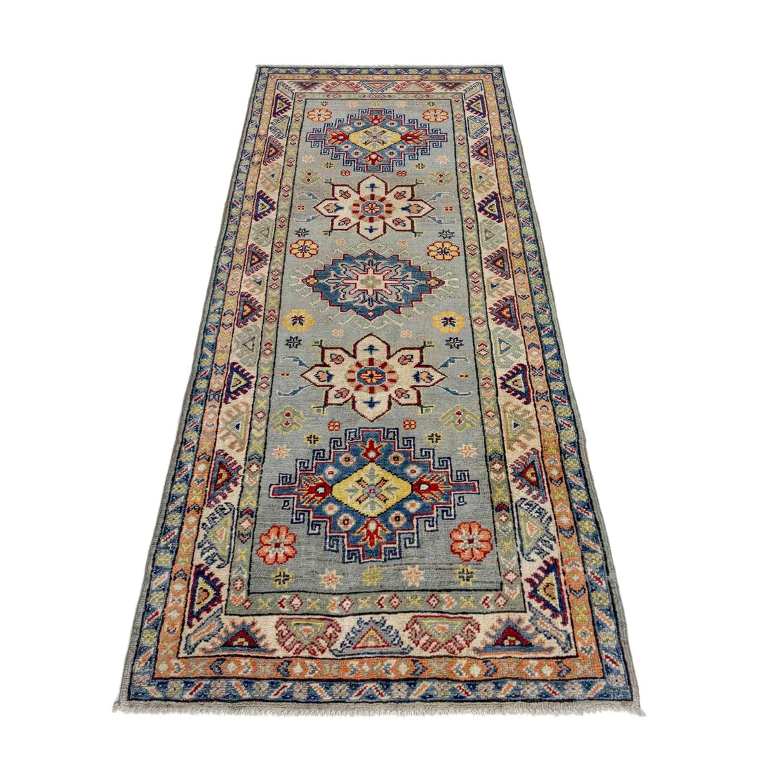Gray Afghan Kazak Rug 2' 7" x 6' 6" Hand-Knotted | No. AL50708