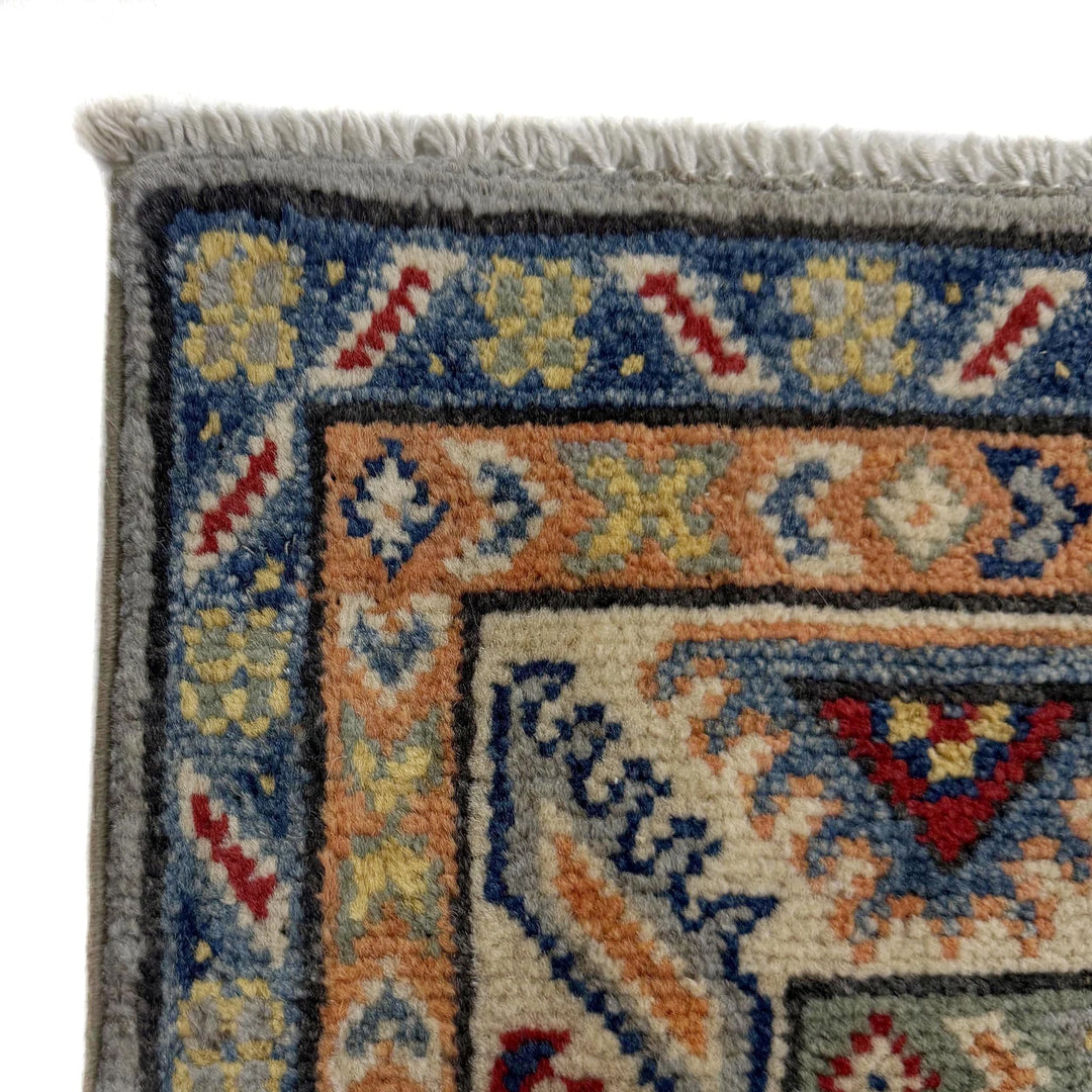 Gray Afghan Kazak Rug 2' 7" x 6' 6" Hand-Knotted | No. AL50708