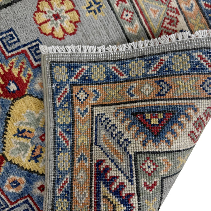Gray Afghan Kazak Rug 2' 7" x 6' 6" Hand-Knotted | No. AL50708