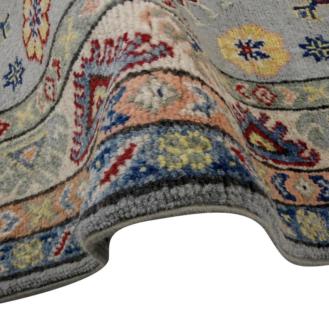Gray Afghan Kazak Rug 2' 7" x 6' 6" Hand-Knotted | No. AL50708