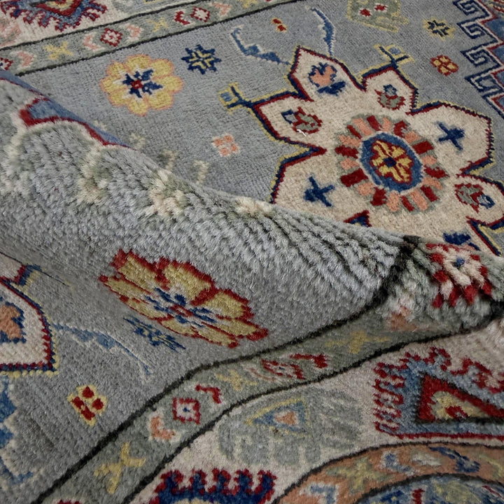 Gray Afghan Kazak Rug 2' 7" x 6' 6" Hand-Knotted | No. AL50708