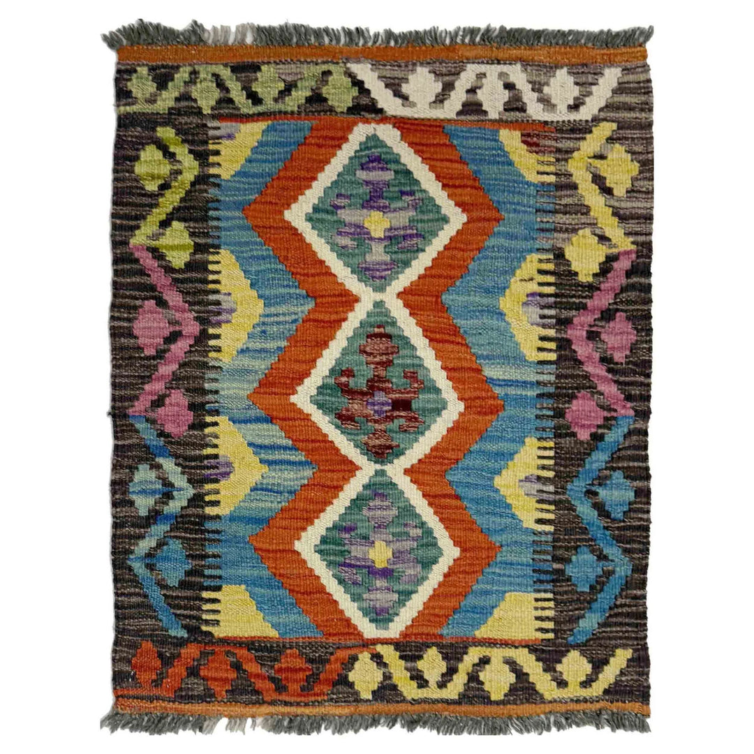 Multicolor Afghan Vegetable Kilim Rug 2' 0" x 2' 9" Flat-Weave | No. AL50738
