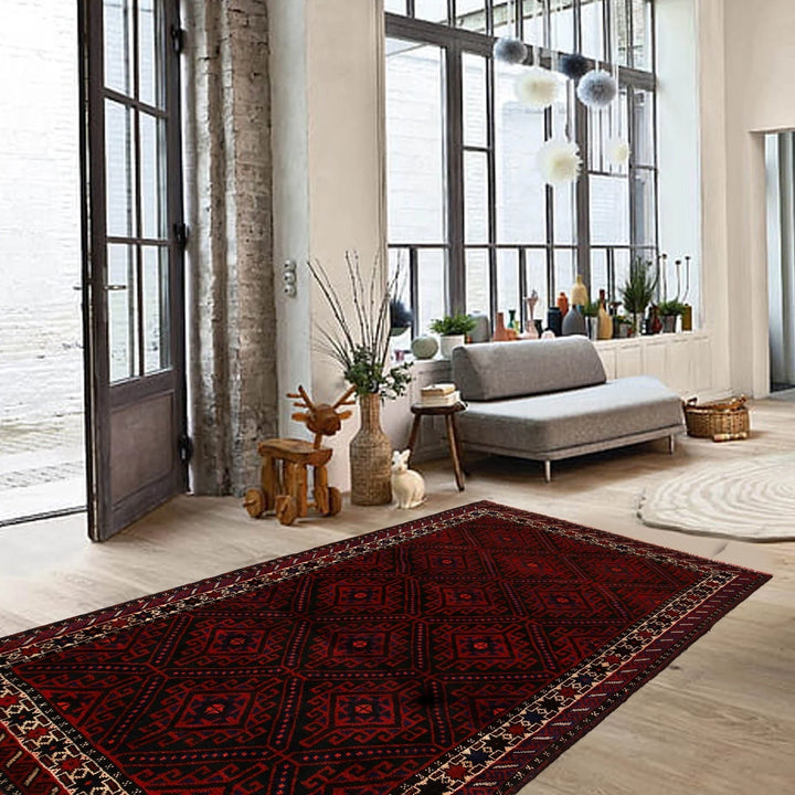 Afghan Baluchi Rug 4' 7" x 7' 11" Hand-Knotted | No. AL50754
