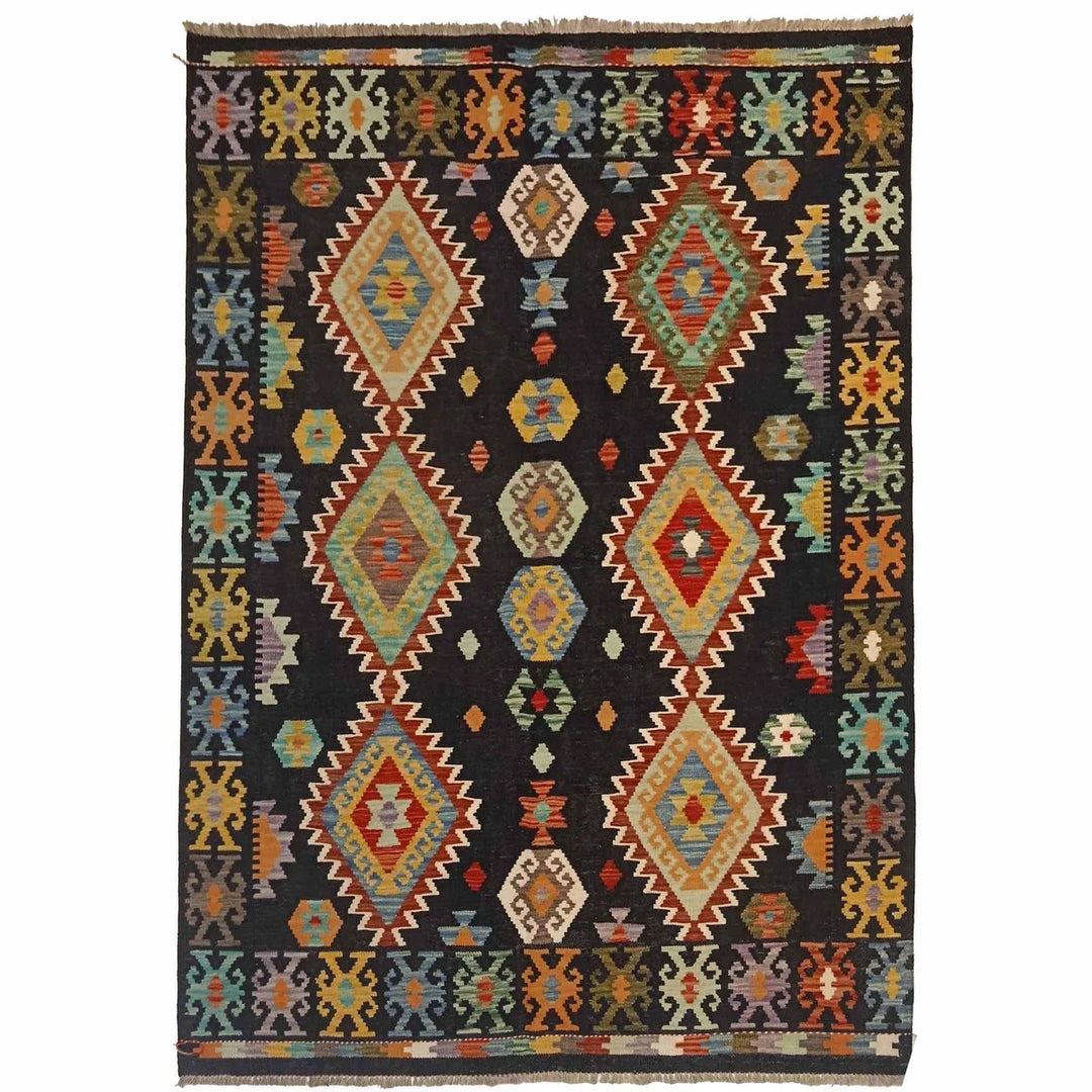 Afghan Kilim Rug 5' 0" x 6' 7" Flat-Weave | No. AL50784