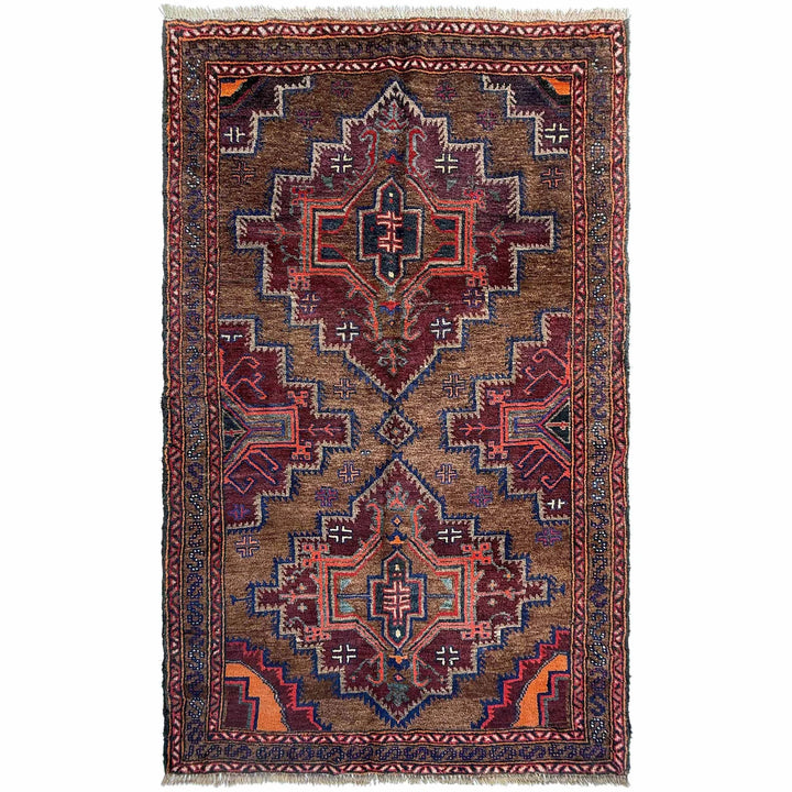 Afghan Baluchi Rug 3' 7" x 6' 0" Hand-Knotted | No. AL50827