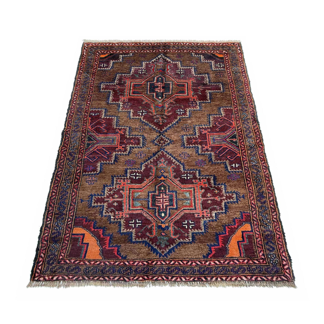 Afghan Baluchi Rug 3' 7" x 6' 0" Hand-Knotted | No. AL50827