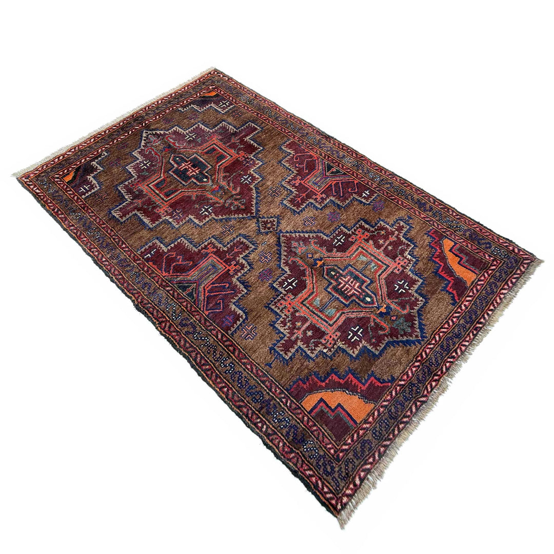 Afghan Baluchi Rug 3' 7" x 6' 0" Hand-Knotted | No. AL50827