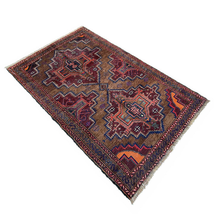 Afghan Baluchi Rug 3' 7" x 6' 0" Hand-Knotted | No. AL50827