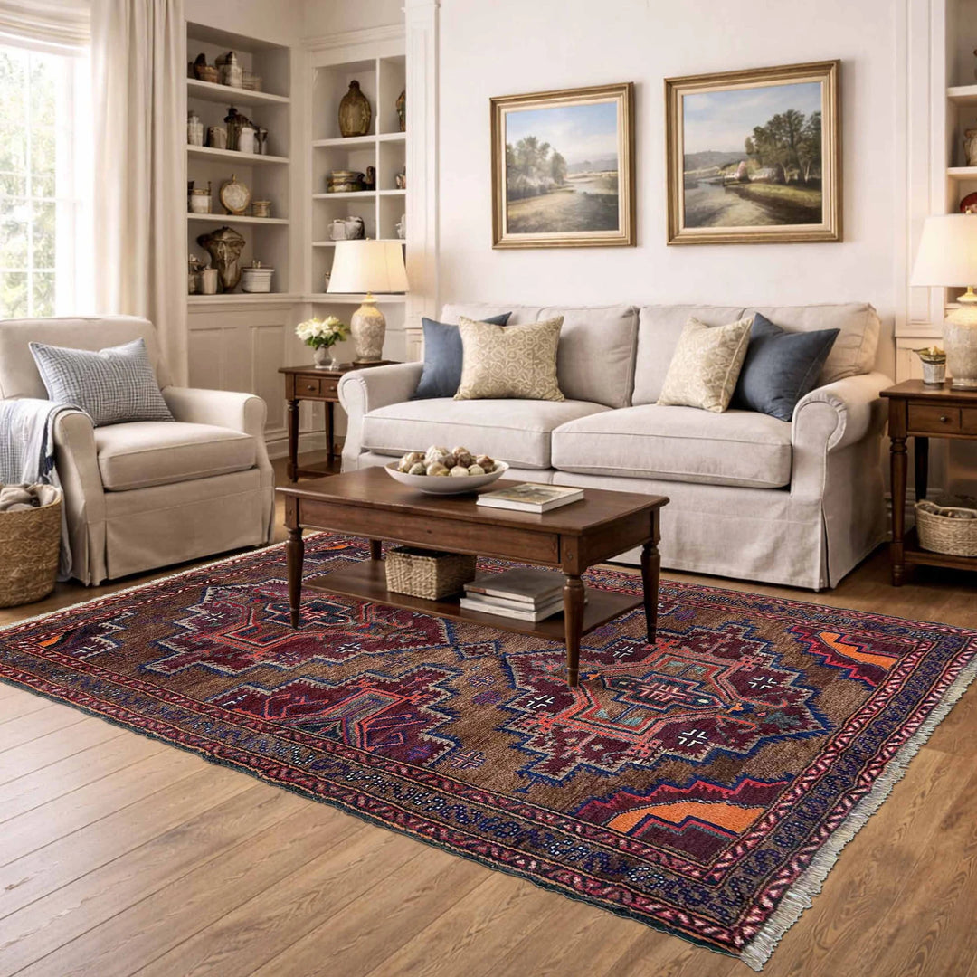 Afghan Baluchi Rug 3' 7" x 6' 0" Hand-Knotted | No. AL50827