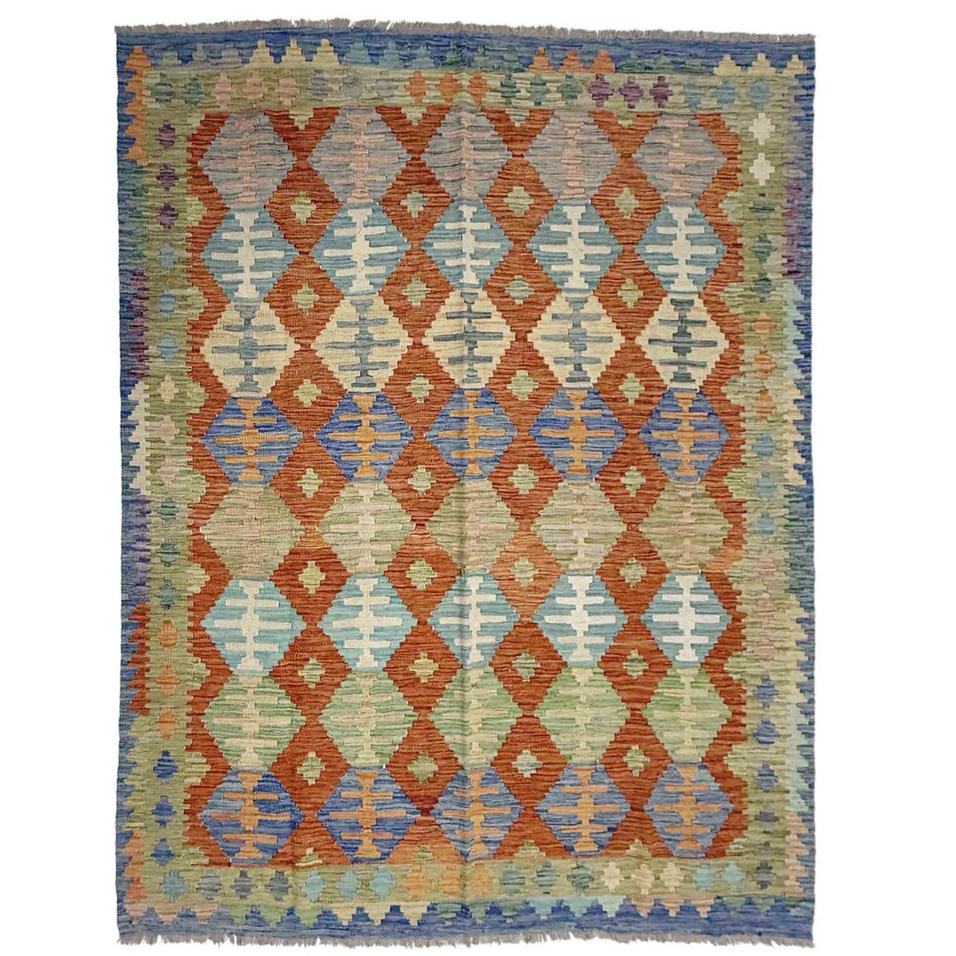 Multicolor Afghan Vegetable Kilim Rug 5' 11" x 7' 9" Flat-Weave | No. AL50880