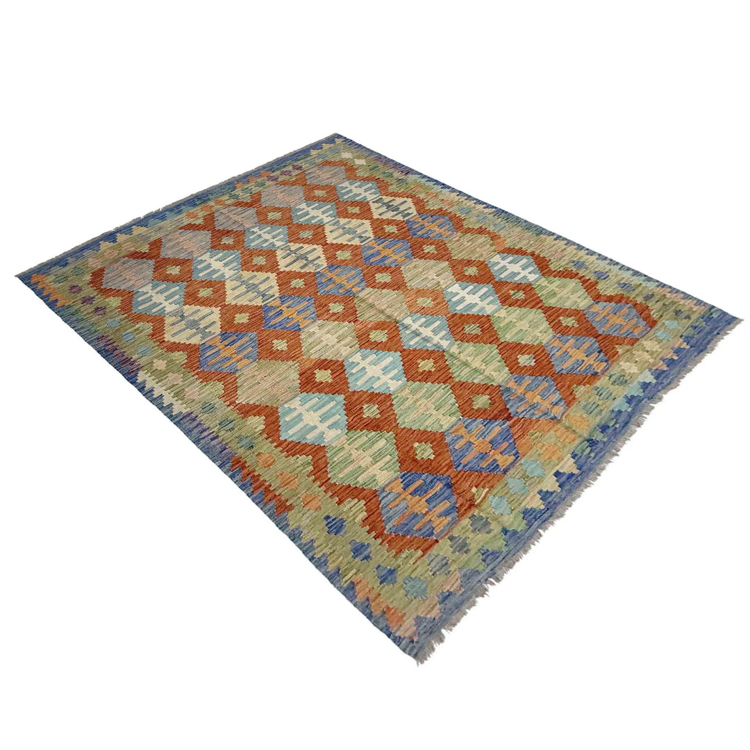 Multicolor Afghan Vegetable Kilim Rug 5' 11" x 7' 9" Flat-Weave | No. AL50880