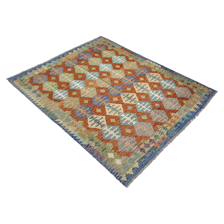 Multicolor Afghan Vegetable Kilim Rug 5' 11" x 7' 9" Flat-Weave | No. AL50880