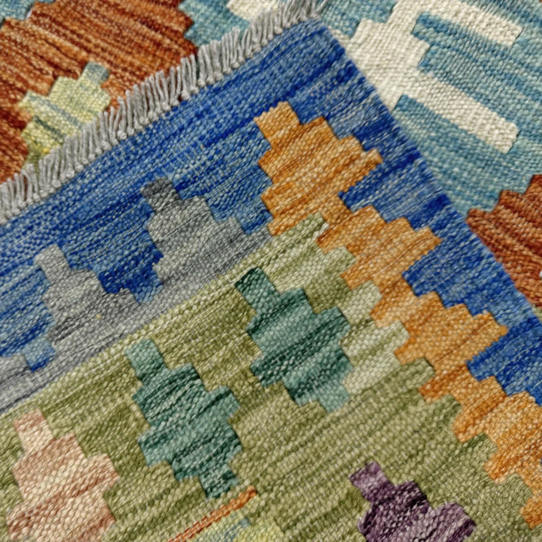 Multicolor Afghan Vegetable Kilim Rug 5' 11" x 7' 9" Flat-Weave | No. AL50880