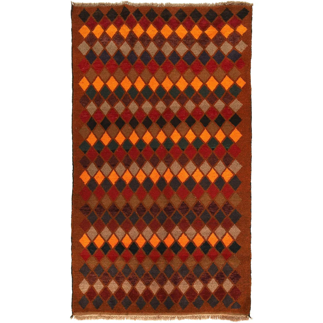 Light Brown Afghan Baluchi Rug 3' 8" x 6' 4" Hand-Knotted | No. AL50888