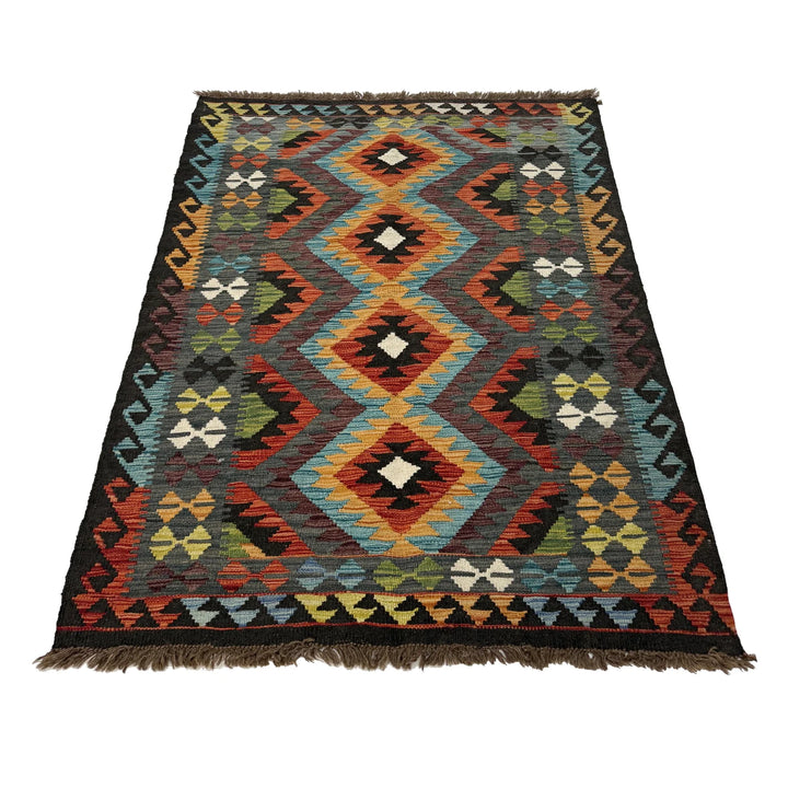 Afghan Vegetable Kilim Rug 3'3" x 4'10" Flat-Weave | No. AL509200