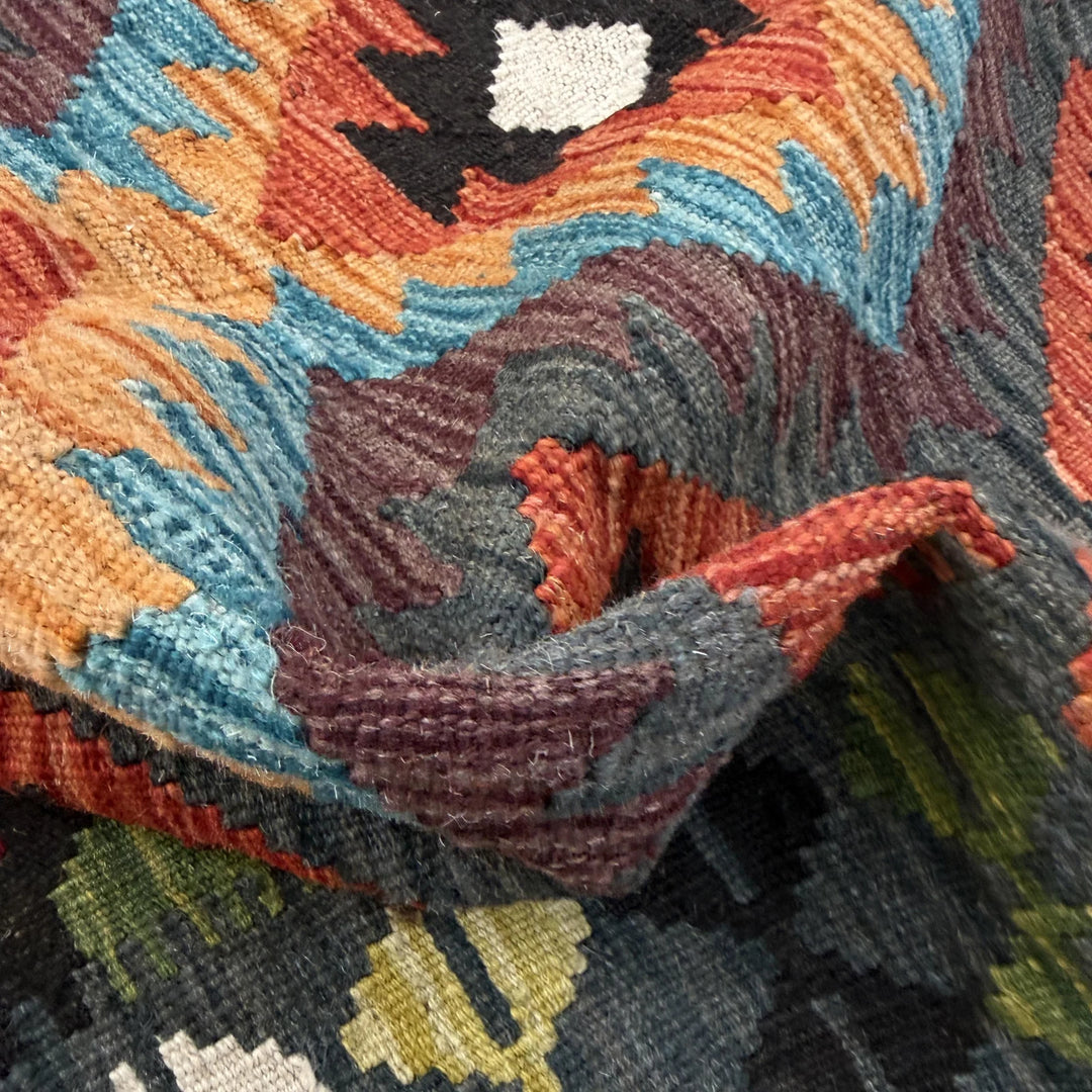 Afghan Vegetable Kilim Rug 3'3" x 4'10" Flat-Weave | No. AL509200
