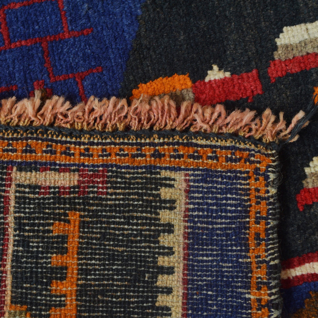 Blue Afghan Pictorial Rug 2' 3" x 3' 9" Hand-Knotted | No. AL51017