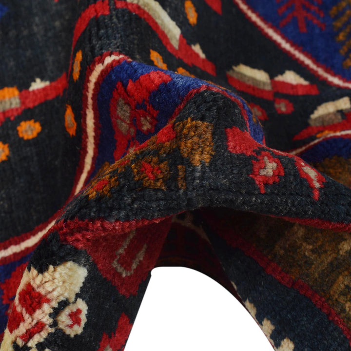 Blue Afghan Pictorial Rug 2' 3" x 3' 9" Hand-Knotted | No. AL51017