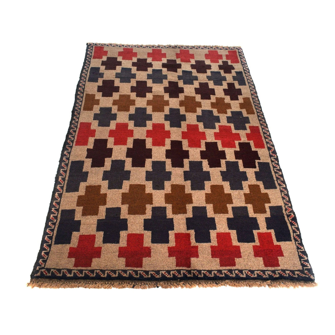 Afghan Baluchi Rug 3' 7" x 5' 12" Hand-Knotted | No. AL51124