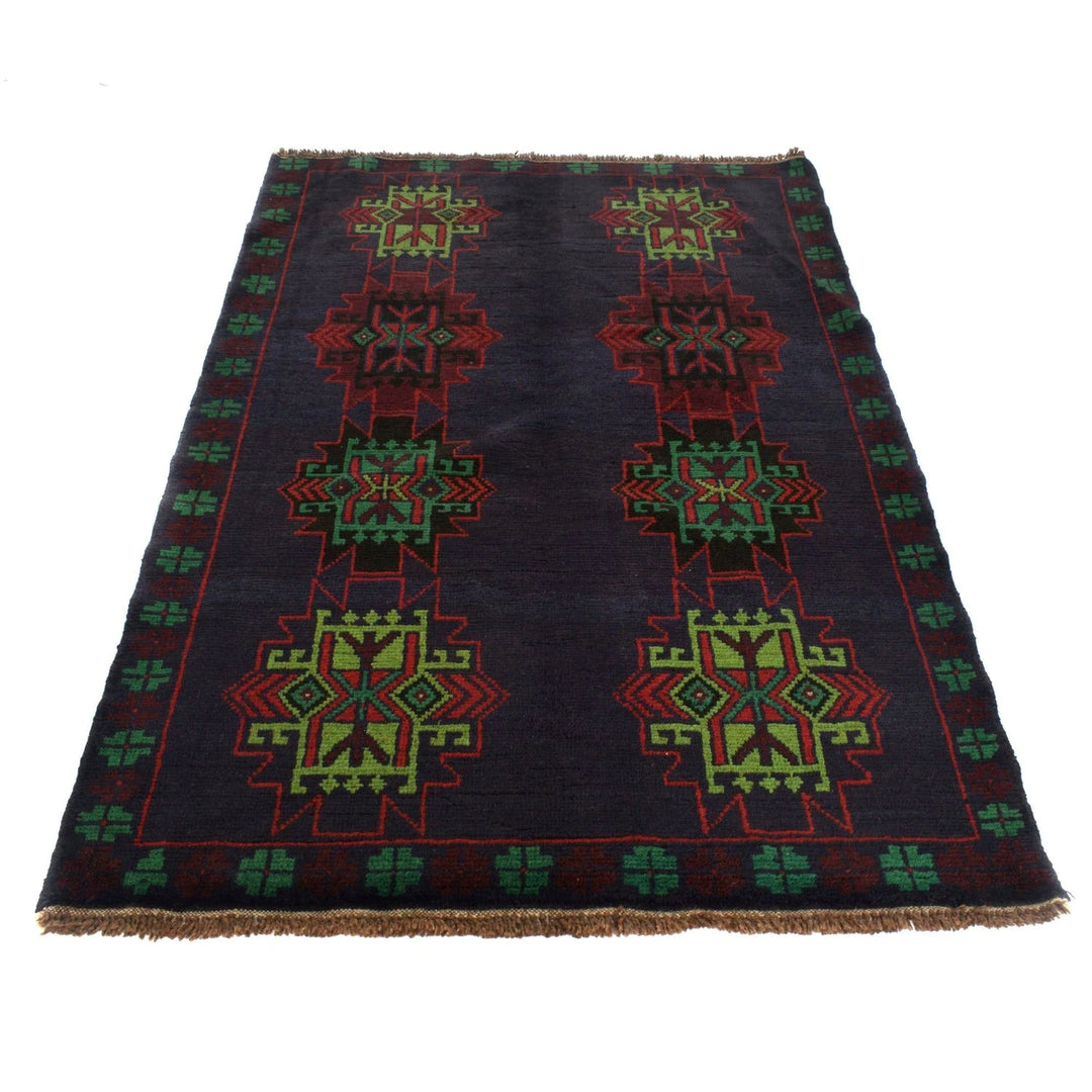 Afghan Baluchi Rug 4' 2" x 6' 6" Hand-Knotted | No. AL51236