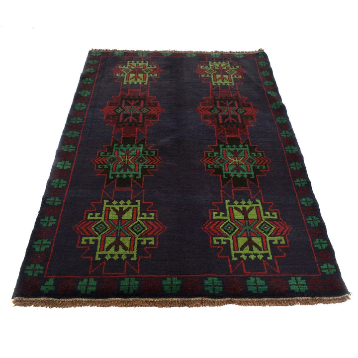 Afghan Baluchi Rug 4' 2" x 6' 6" Hand-Knotted | No. AL51236