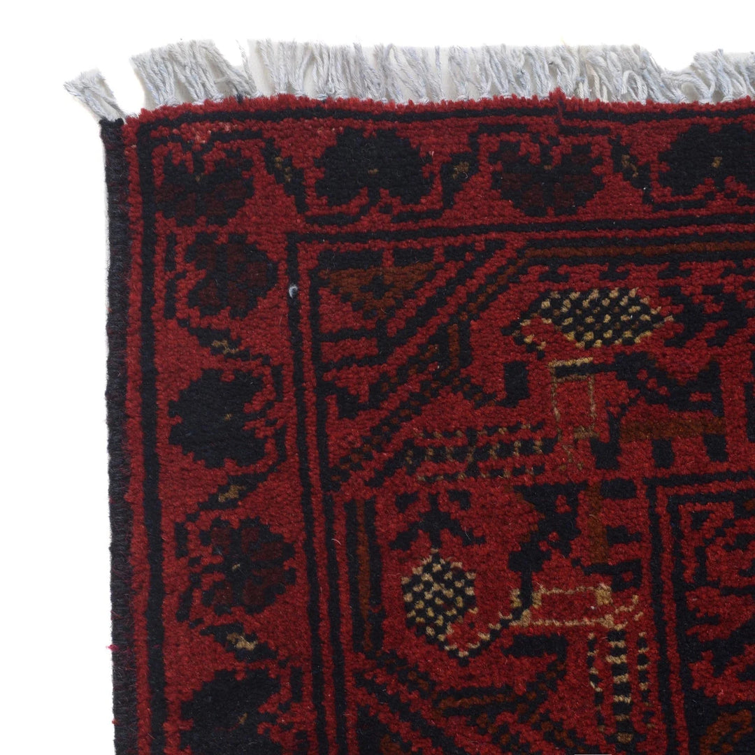 Red Afghan Khal Mohammadi Rug 3' 4" x 4' 10" Hand-Knotted | No. AL51242