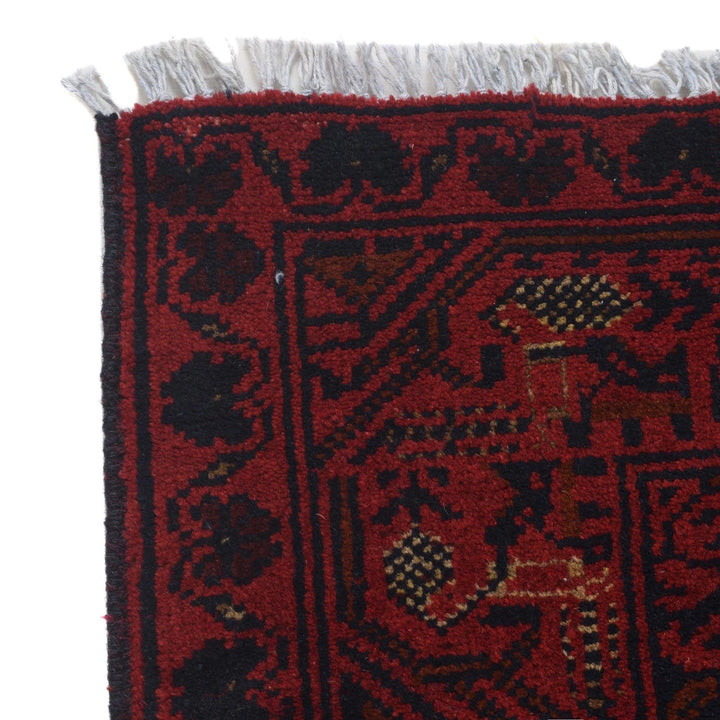 Red Afghan Khal Mohammadi Rug 3' 4" x 4' 10" Hand-Knotted | No. AL51242