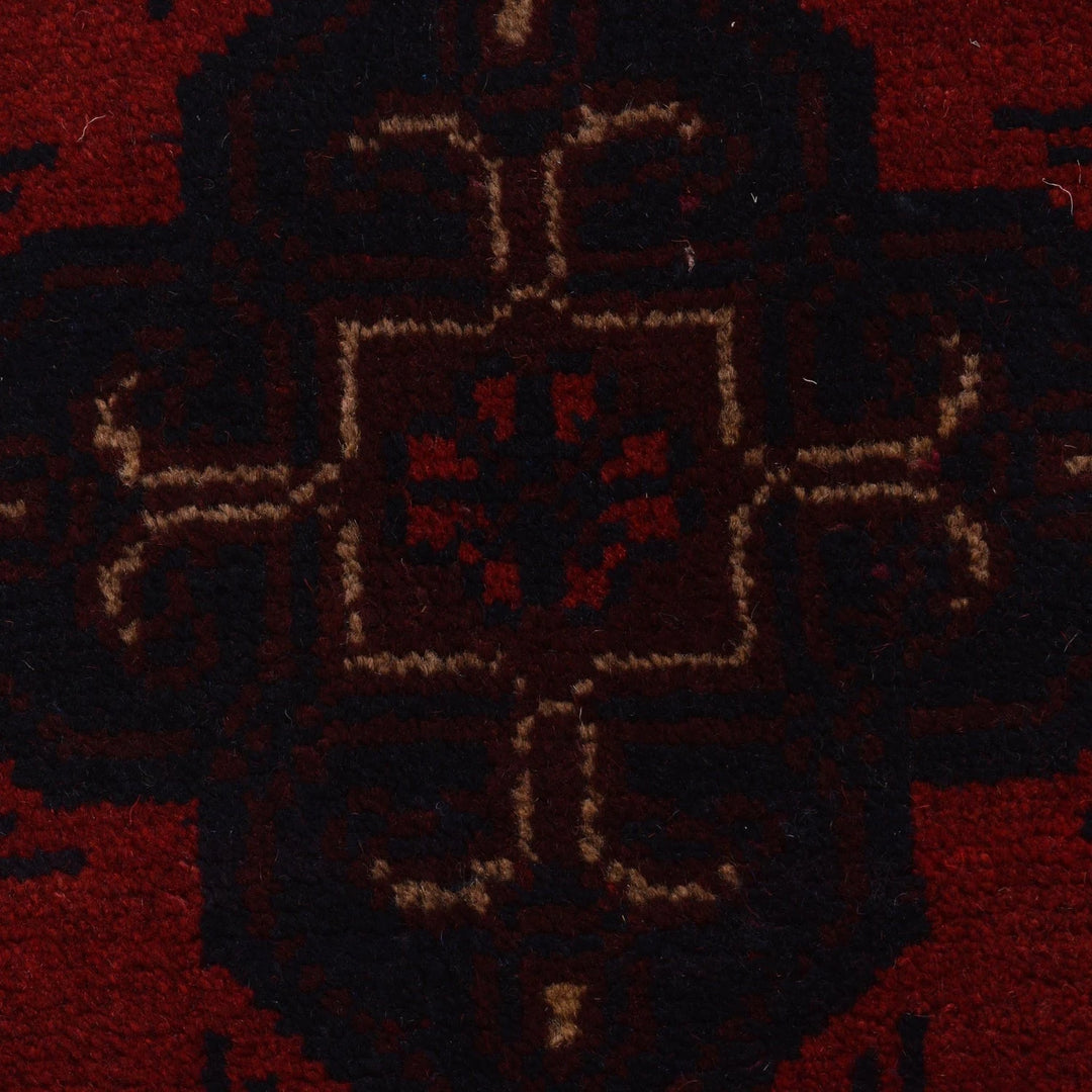 Red Afghan Khal Mohammadi Rug 3' 4" x 4' 10" Hand-Knotted | No. AL51242