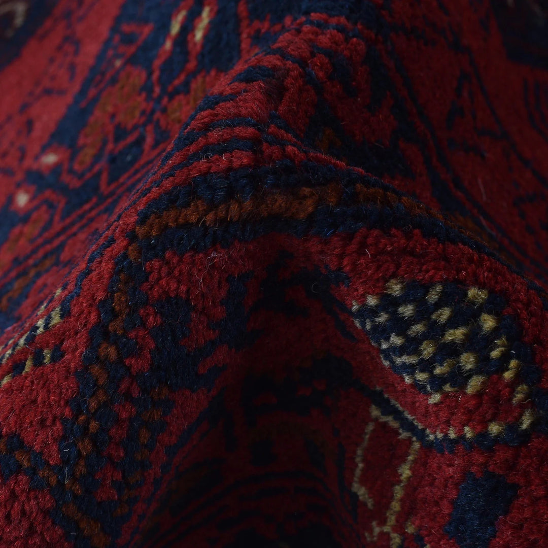 Red Afghan Khal Mohammadi Rug 3' 4" x 4' 10" Hand-Knotted | No. AL51242