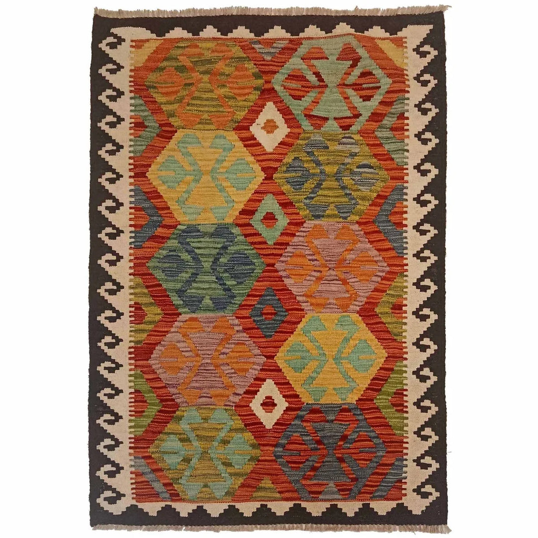 Afghan Kilim Rug 3' 5" x 5' 1" Flat-Weave | No. AL51295