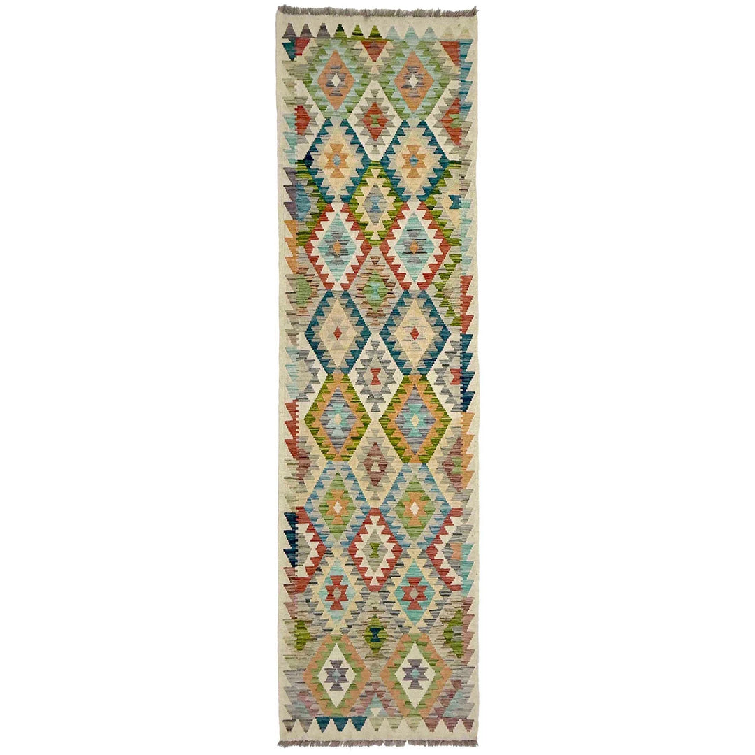 Afghan Vegetable Kilim Rug 2' 7" x 9' 11" Flat-Weave | No. AL513022
