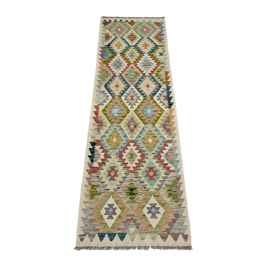 Afghan Vegetable Kilim Rug 2' 7" x 9' 11" Flat-Weave | No. AL513022