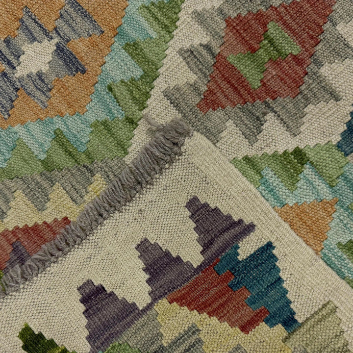 Afghan Vegetable Kilim Rug 2' 7" x 9' 11" Flat-Weave | No. AL513022