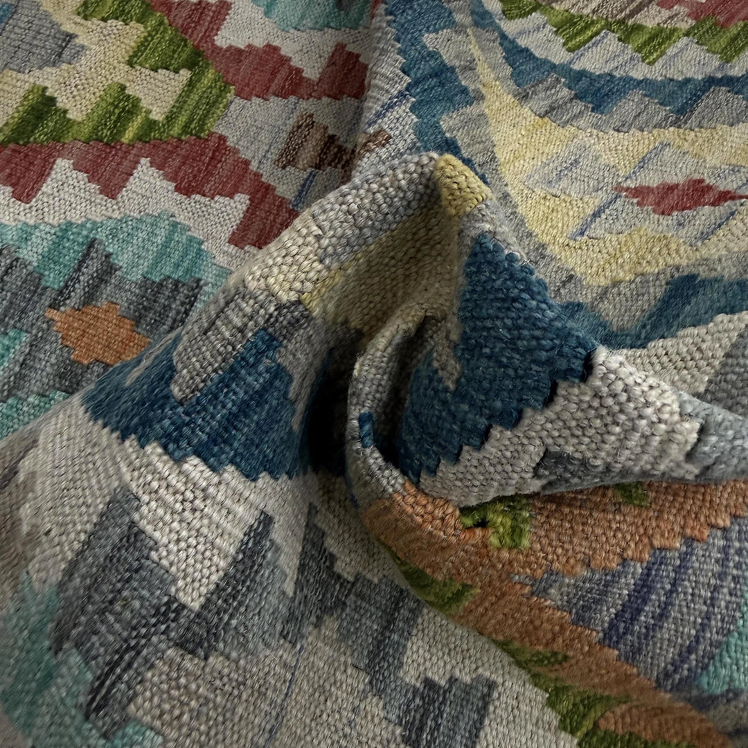 Afghan Vegetable Kilim Rug 2' 7" x 9' 11" Flat-Weave | No. AL513022