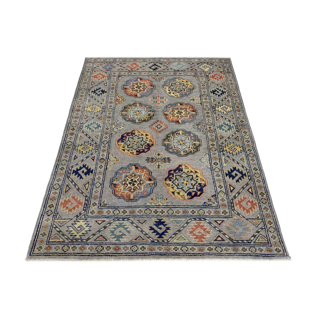Gray Afghan Oriental Rug 3' 3" x 4' 11" Hand-Knotted | No. AL51304
